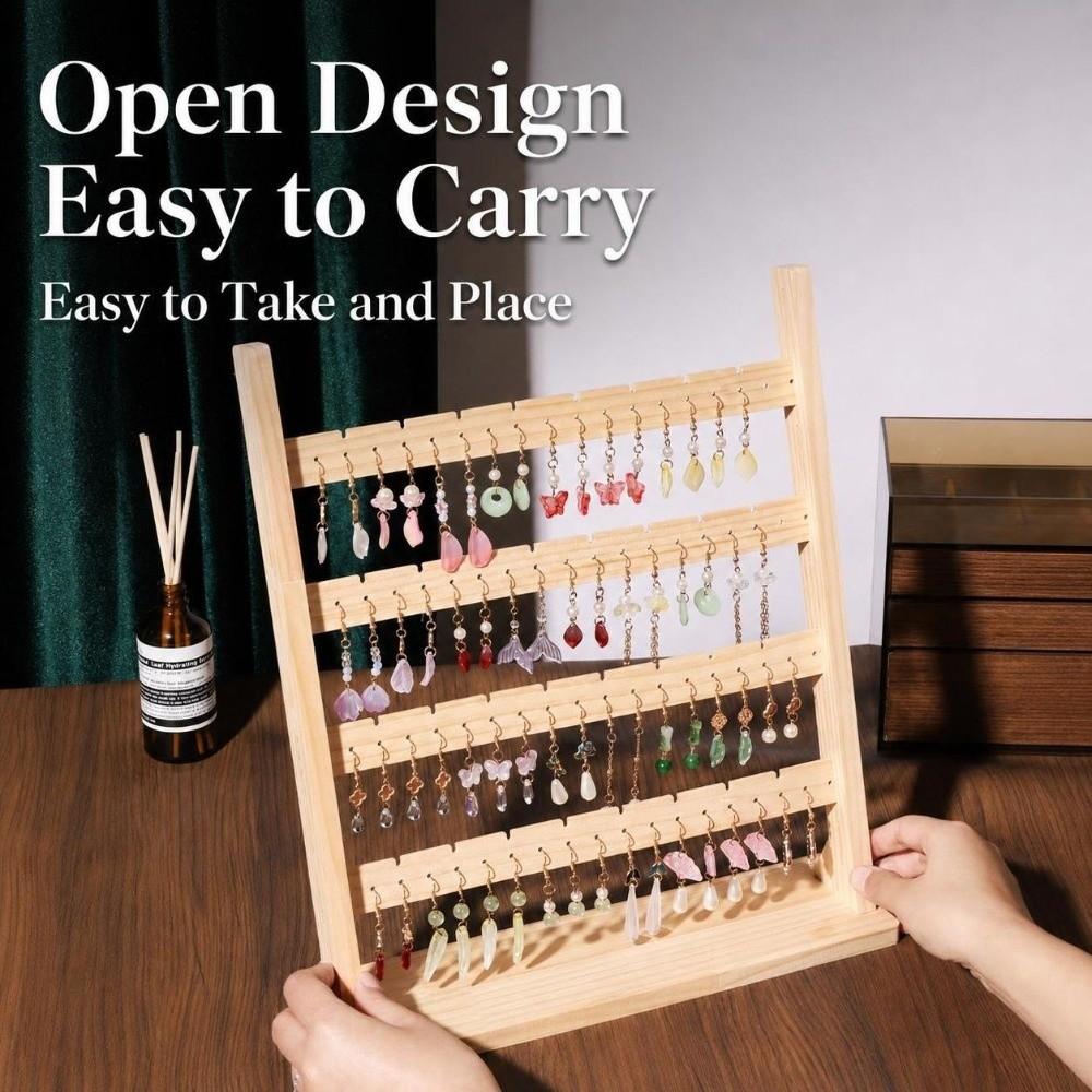 Wooden Earring Holder Organizer 4-layer Necklace Display Rack Jewelry Holder Display for Boutique