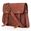 Goat Leather Messenger Bag: Personalized Tablet Satchel, Brown Crossbody