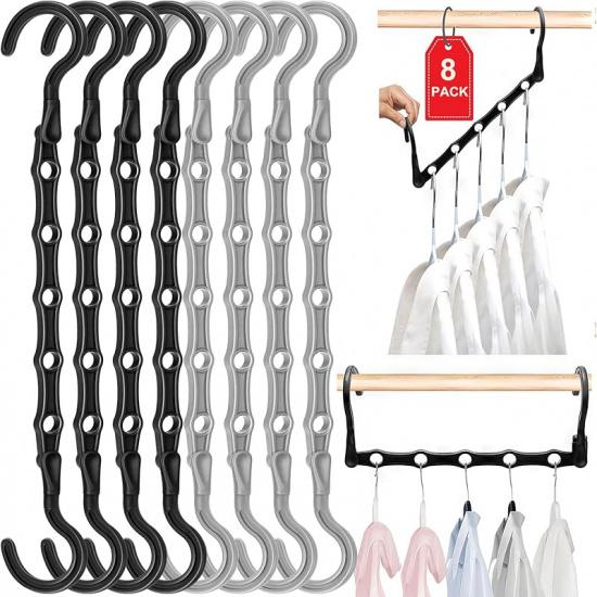 Closet Organizers and Storage,8 Pack Stronger Space Saving Hangers Clothes Hanger with 5 Holes Closet Storage for Heavy Clothes,Magic Home