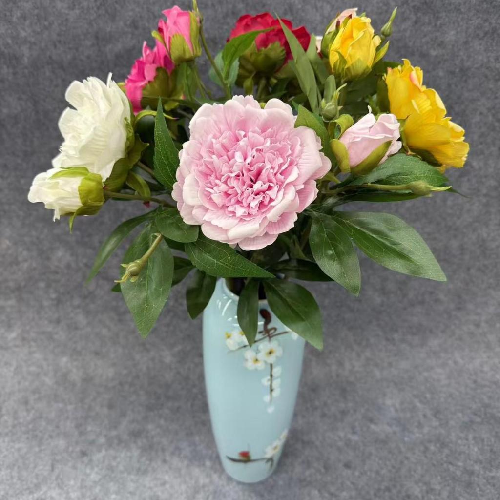 Peony Flower Bouquet for Wedding Decor - Artificial Floral Arrangement for Living Room, Dining Table, and Venue Decoration.