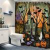 1Pc Gothic Style Halloween Shower Curtain - Multiple Sizes Available, Polyester, Easy To Clean, Includes 12 Hooks Home Decor