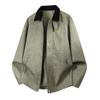 Men's Retro Windproof Workwear Jacket - Loose Fit, Solid Color, Spring/Autumn Casual Lapel Coat