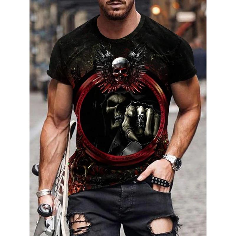Tricou pentru bărbați Summer Everyday Street Tricou bărbați cu imprimeu cu cranii Top casual cu mâneci scurte Sport în aer liber Moda tricou bărbați