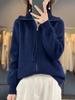 Women's Autumn/Winter 100% Wool Zipper Cardigan Coat