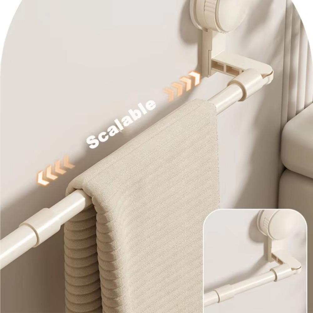 Portable Suction Cup Wall Towel Rack Traceless Retractable Towel Holder Self-adhesive Single Rod Storage Shelf Kitchen Bathroom