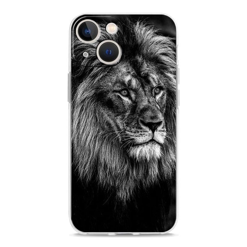 

Роскошный прозрачный чехол для телефона для iPhone 15 14 13 12 11 Pro Max XS X XR 7 8 Plus Прозрачная крышка Черный Гепард Тигр Лев Животные iPhone 13Pro Max