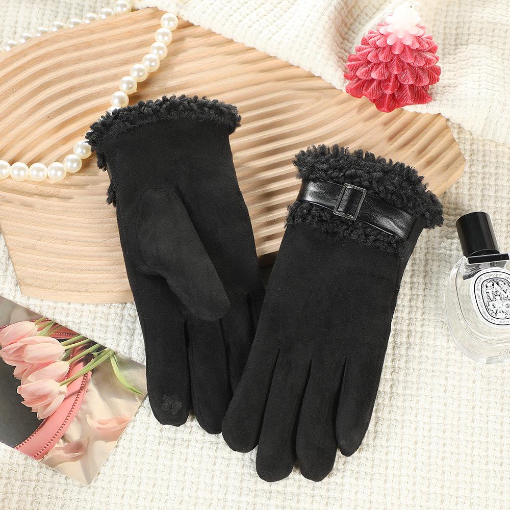 Women's Suede Winter Gloves: Warm, Fleece-Lined, and Windproof for Cycling and Driving