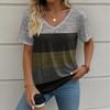 Camiseta de Verano para Mujer Estampado de Rayas Moda Retro al Aire Libre Casual Oversize Cuello en V Y2k Manga Corta Ropa para Mujer