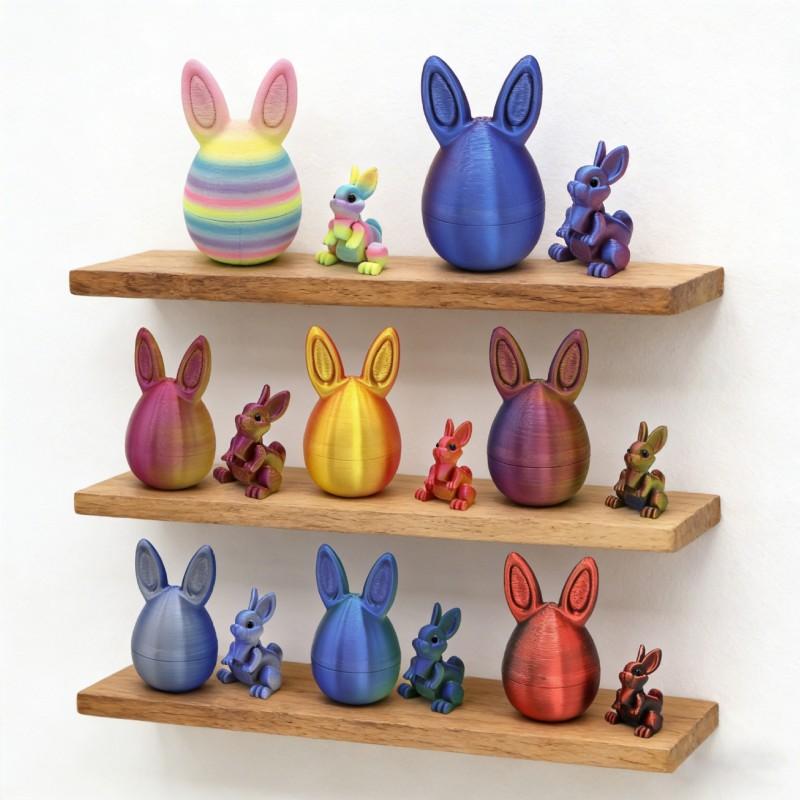 Easter Bunny Ornament 3D Printed Ornament Cute Rabbit Eggs 3d Printing Easter Eggs Desk Accessories Easter Day Party Gift