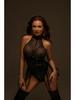 European & American Patent Leather Mesh Hollow-Out Sexy Lingerie Bodysuit Set