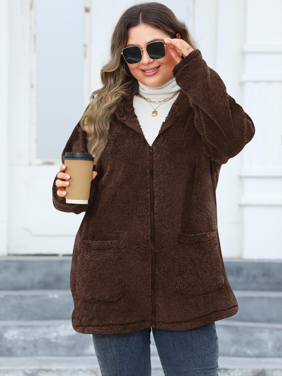 

Plus Size Women s Thick Hooded Plush Coat 2XL