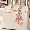 Compact Keychain Pink Series Pendant, Sequins Heart Initial Letter Charm Key Chain with Durable Butterfly Tassel Design, A-Z Holder for Bag