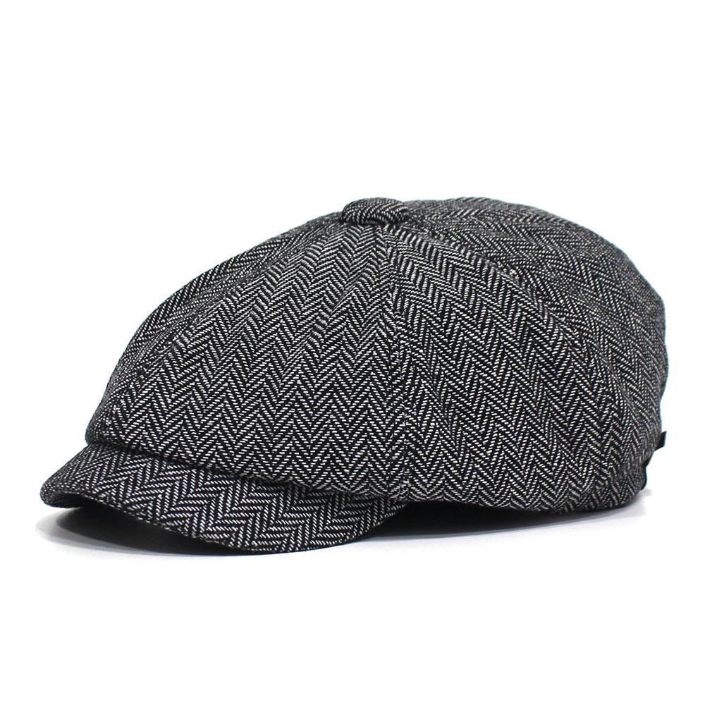 

Восьмиугольная шляпа с узором «елочка» на пуговицах, женская шляпа вперед, полиэстер, хлопок, восьмисекционная шляпа, мужской винтажный берет 56-58cn серый