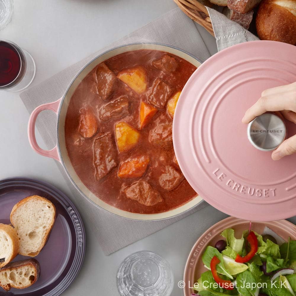 Le Creuset Cast Iron Enameled Pot Cocotte Ronde 18 cm Chiffon Pink Gas IH Oven Compatible