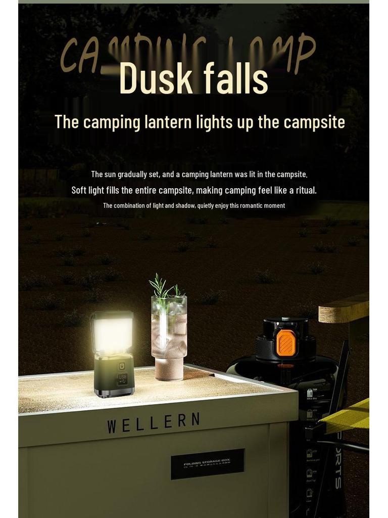 Multi-functional Outdoor Tent Light with Stepless Dimming and Portable Hook for Long-lasting Ambiance Lighting