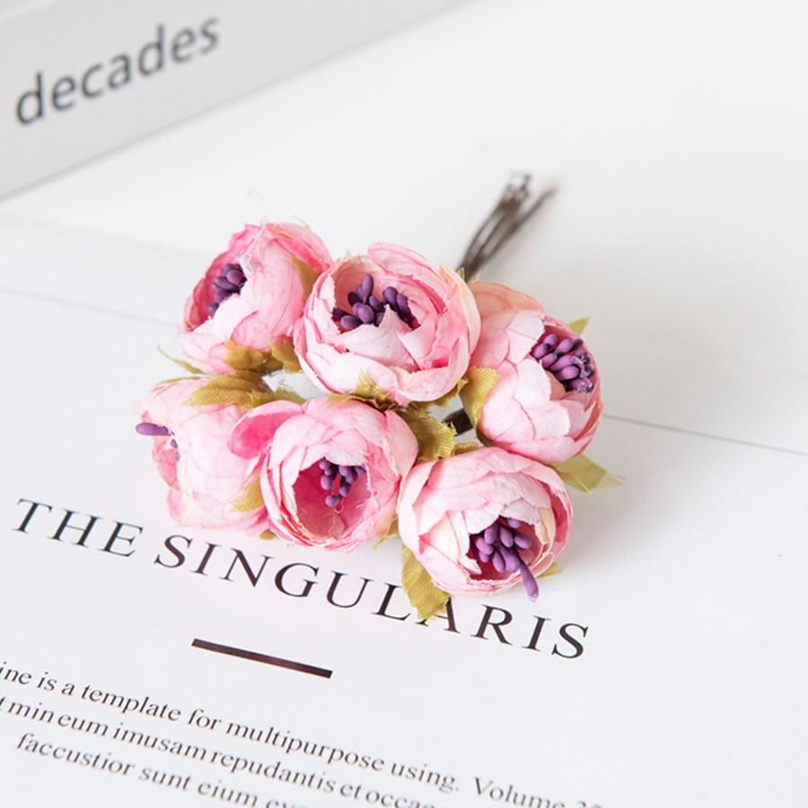 

Artificial Flowers Silk Stamen Plum Wedding Wall Christmas Wreath Garden Diy gift Box Home Decoration Hot selling high quality 6pieces глибокий рожевий колір