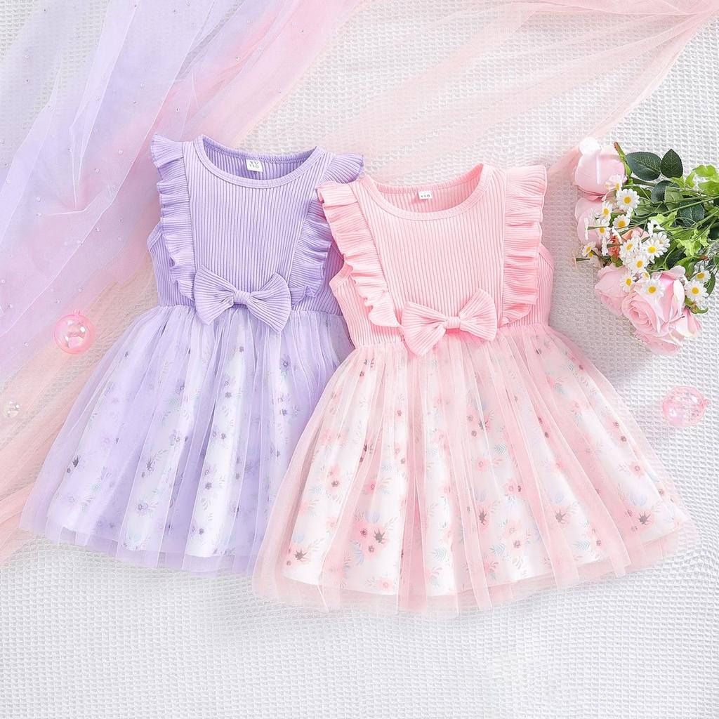 Girls' Fashion Dress - Summer - Cute Children's Tulle Princess Dress with Bow