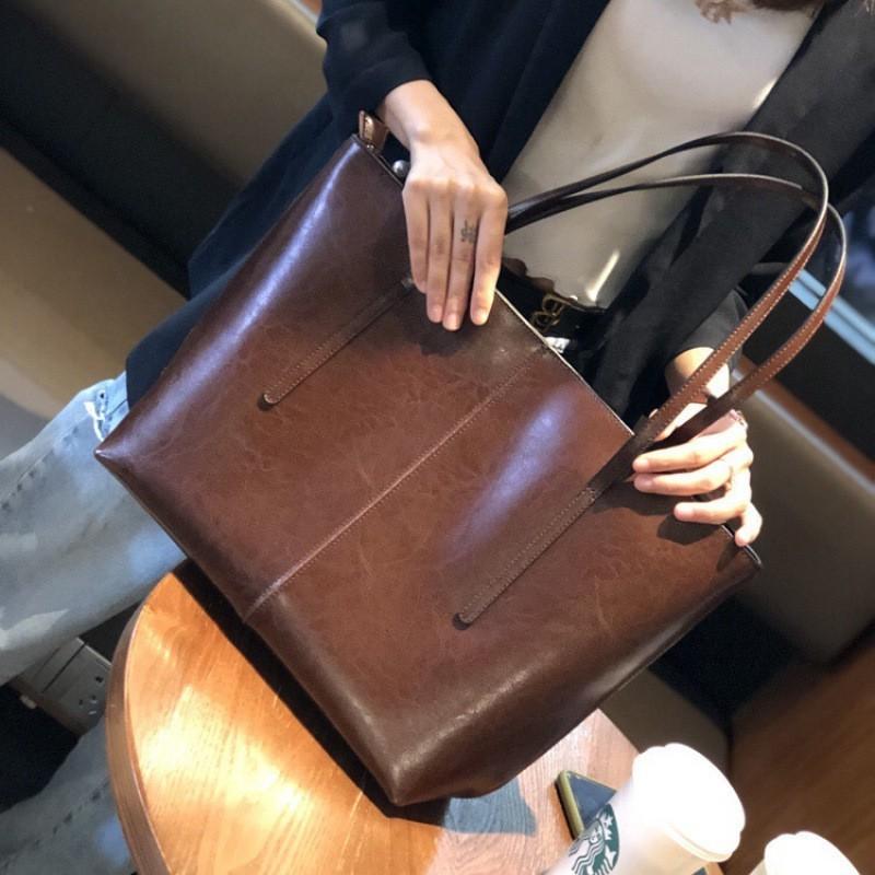 Factory Leather Large-capacity Commuting Fashionable Tote Bag Women's Cowhide Portable One-shoulder Cross-body Underarm