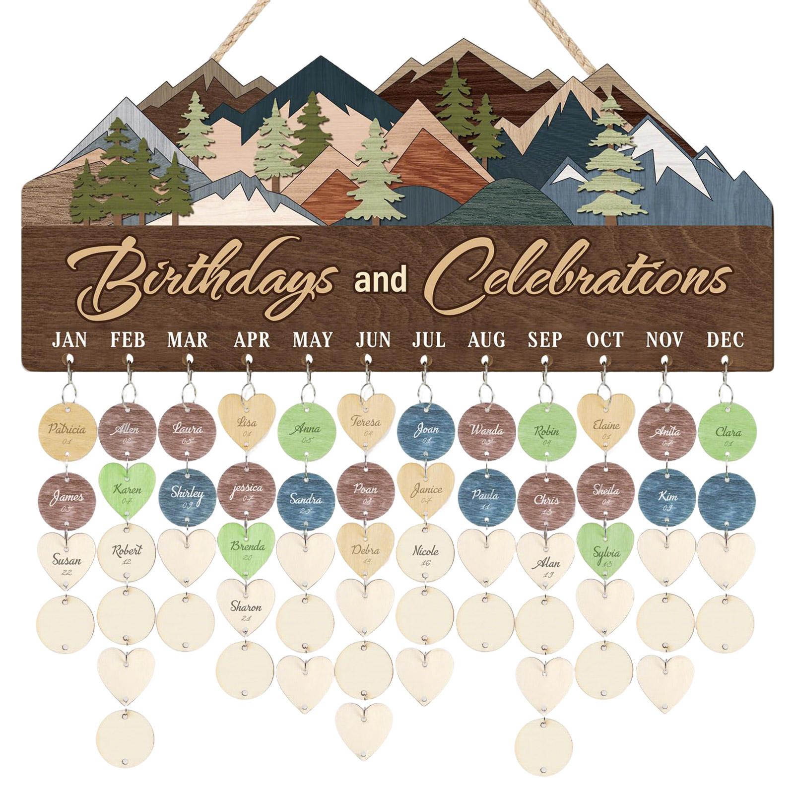 

Family Birthday Board Plaque DIY Hanging Wooden Birthday Reminder Calendar One Size білий