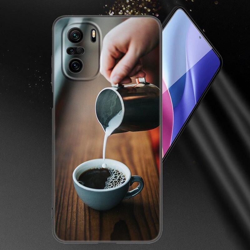 Coffee Wine Cup Phone Case For Xiaomi Mi POCO X3 NFC GT M4 M3 12 11T 10T Pro A3 11 Lite NE 5G 12X 11i F3 Soft TPU Black Cover