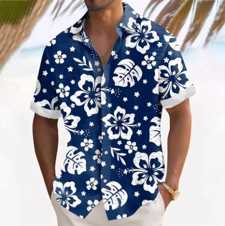 Men'S Hawaiian Short Sleeve Shirt Printed Fashion Casual Beach Shirt
