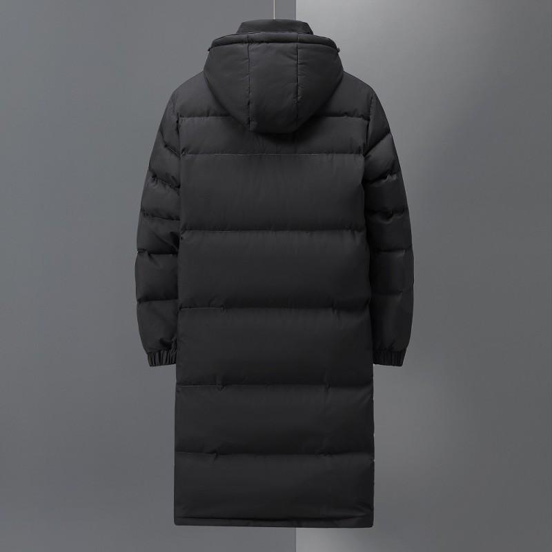 Mens Long Down Coat Over-the-Knee Winter Outdoor Windproof Hooded Jacket Youth Fashion