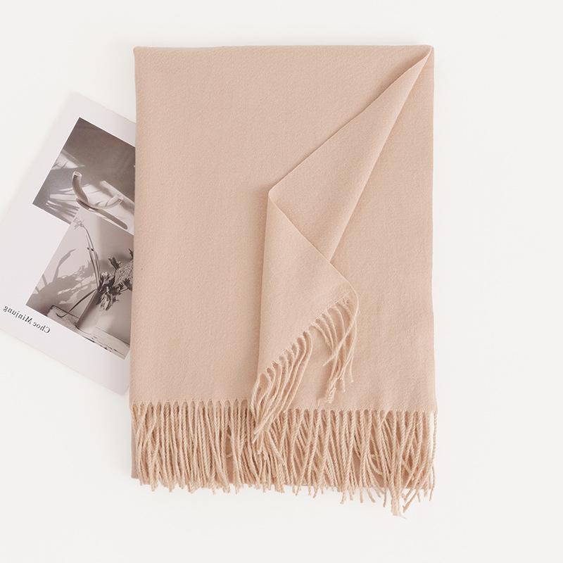 Cashmere Feel Solid Color Women's Imitation Cashmere Scarf 1116 Winter Atmosphere Korean Versatile Medium and Long Shawl Scarf