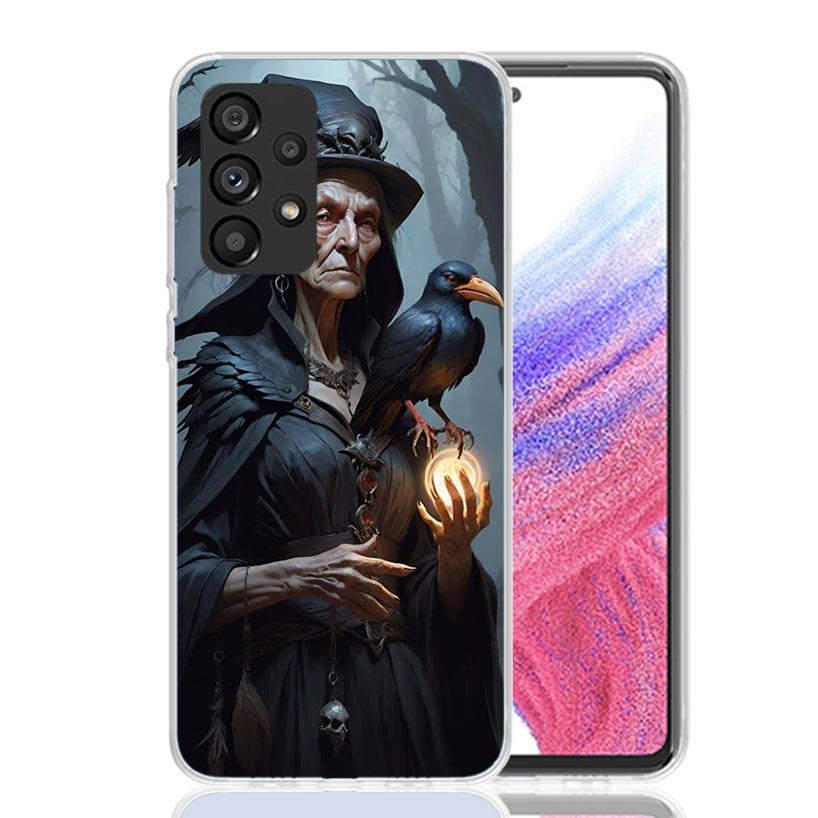 Halloween Moon Witch Horror Phone Case For Samsung Galaxy A17 A16 A14 A15 A13 A57 A56 A54 A55 A53 A37 A36 A34 A35 A33 A26 A24 A2