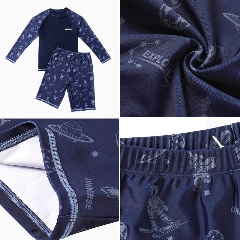 Plus Size Kids' Quick-Dry Two-Piece Swimsuit: Sun Protection & Customizable Prints