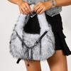 Portable Faux Fur Shoulder Bags Y2k Fluffy Tote Bag Portable Fluffy Hobo Bags  Dating
