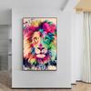 Nástenné maľby na plátne s farebným levom Severské plagáty a nástenné obrazy Obrázky zvierat do obývačky Cuadros Home Decor