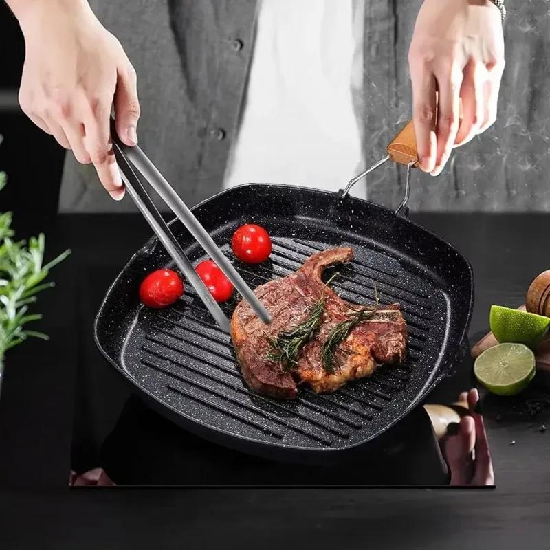 Portable Folding Frying Pan Durable Non-Stick Grilling Pan with Anti-scald Handle Steak Frying Pan for Home Outdoor Picnic