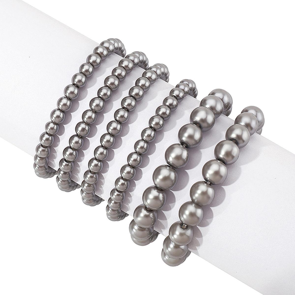 

European and American ins fashionable simple high-end jewelry, spring and summer versatile pearl handmade beaded bracelet set сірий колір
