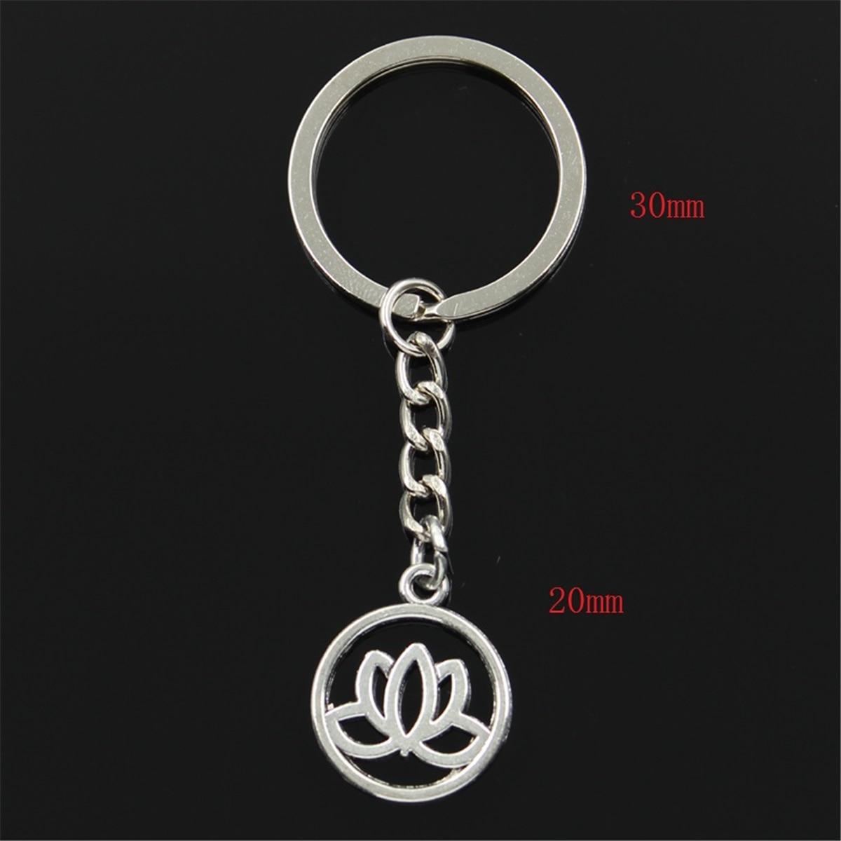 Модный цветок лотоса 23x20 мм кулон 30 мм брелок для ключей металлическая цепочка — фото 3