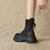 2025 autumn and winter new fashion Martin boots women's platform small man height increase front lace-up muffin platform short boots