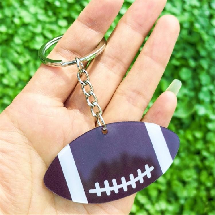 Sturdy Acrylic Athletic Keychain Set Football Baseball Basketball Rugby Fans Ergonomic Compact Shape