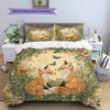 Biancheria da letto con motivo volpi e fiori Decorazione per la casa Regalo di compleanno (1 * copripiumino + 2 * federa, senza nucleo)