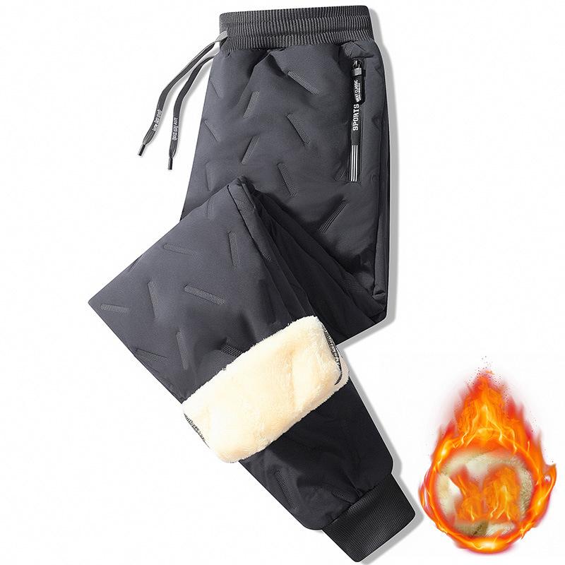 Autumn and Winter Lambswool Trousers Men's Padded Warm Casual Sports Trousers Loose Straight Hundred Yards Cotton Trousers Man