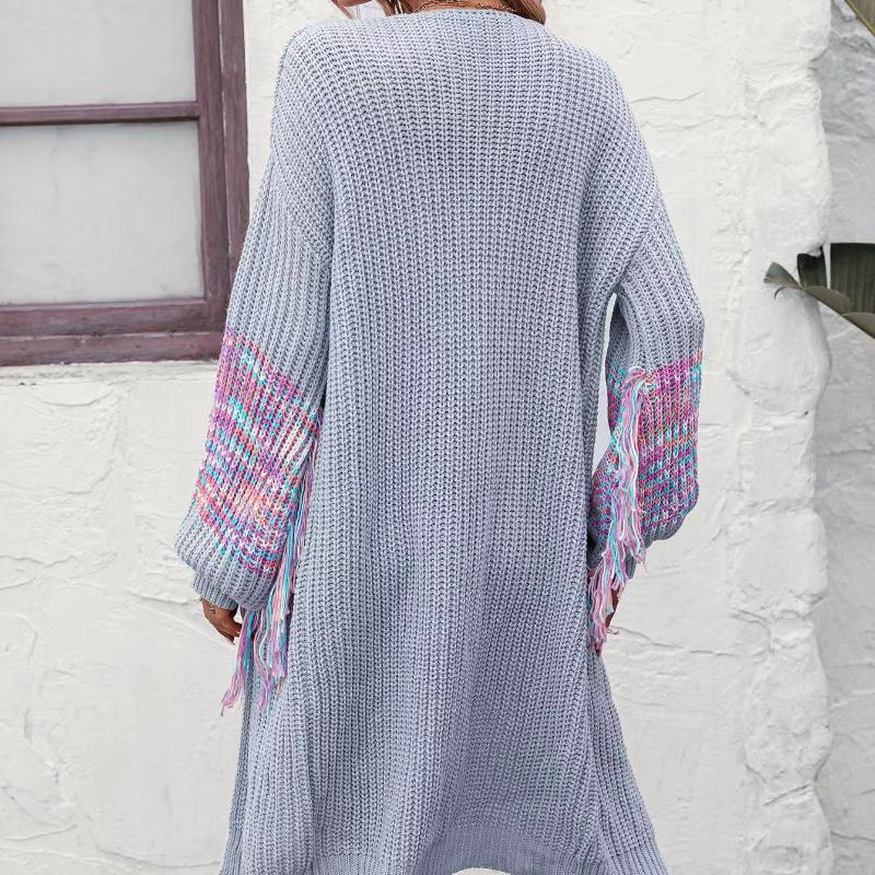 IHUASU Autumn and Winter Women's Sweater Fringed Knitwear Knitted Sweater