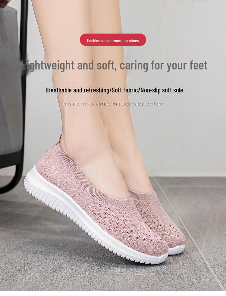 Breathable Women's Slip-On Cloth Shoes for Middle-Aged and Elderly - Large Size, Shallow Opening