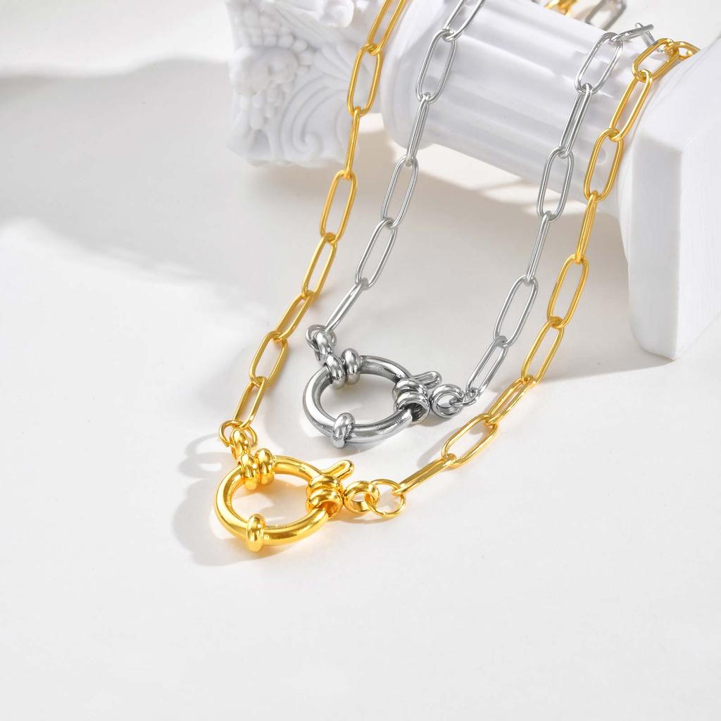 Exquisite Rectangular Chain Necklace for Women,Stainless Steel Bubble Buckle Necklaces,Fashion Jewelry Gifts