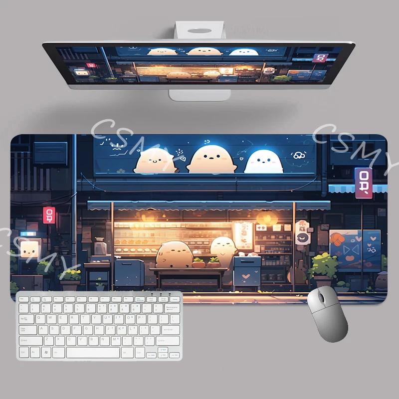Großes Gaming-Mauspad Japan-Ästhetik Anime-Mauspad XXL Gummi-Mausmatte Verriegelungskante Laptop-Schreibtischmatte Spiel Rutschfeste Schreibtischunterlagen