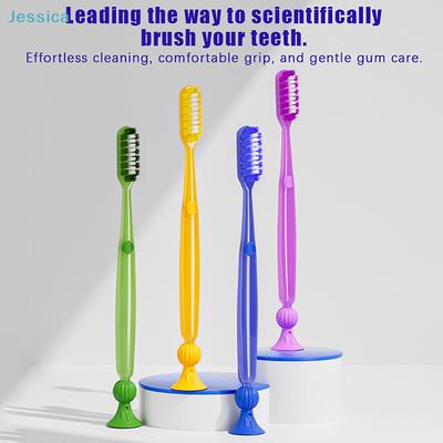 Soft Bristle Crystal Suction Cup Toothbrushes - Mountain-Convex, Deep Clean & Gum Care (Home/Travel/Couple)