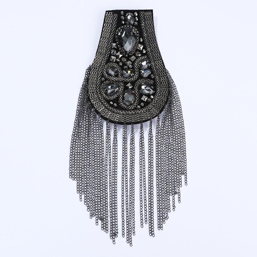 Rhinestone Tassel Epaulette Brooch Pin Beads Clothing Accessories Shoulder Brooch  for Men Women