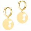 Gold Round Earrings Metal Discs With A Girl Girl Family 925 Silver