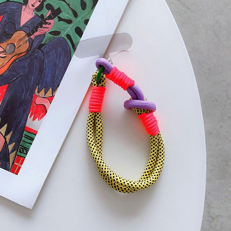 For Ip 15 14 Pro Max Samsung Flip 4 Coloful Rope Chain Korean Mobile Phone Cute Knot Portable Anti-Loss Hand Bracelet Chain