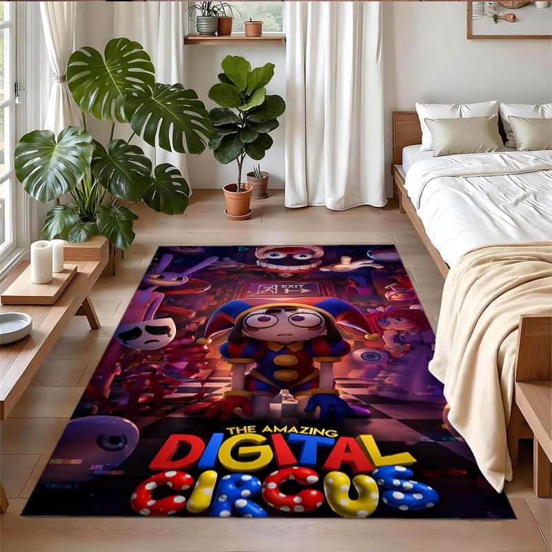Tappeto Antiscivolo in Velluto di Cristallo, Fantastico Tappeto con Design The Amazing Digital Circus per Interni, Soggiorno, Camera da Letto, Decorazione per la Casa