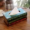 Wooden Antique Book Shaped Napkin Box Tissue Holder Wipes Storage Case Paper Towel Dispenser