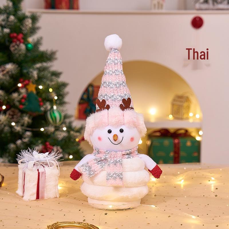 Christmas Snowman Plush Ornaments and Santa Doll Photo Props for Store Displays