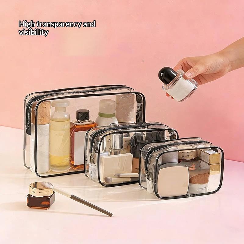 1/3Pcs Portable Travel Wash Bag Female Transparent Waterproof Makeup Storage Pouch Large Capacity Cosmetic Organizer Case